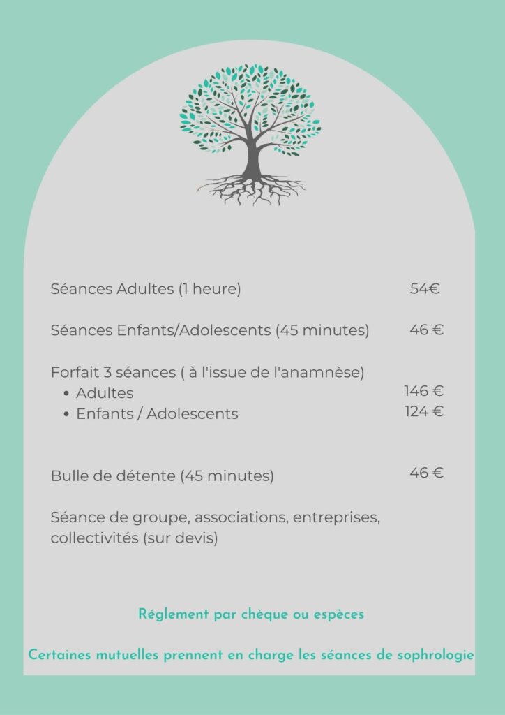 tarif des séances avec logo de la sophrologue